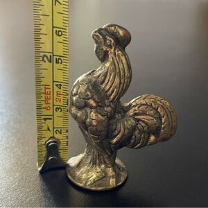 SOLID UNPOLISHED BRASS ROOSTER FIGURINE COLLECTIBLE PAPERWEIGHT